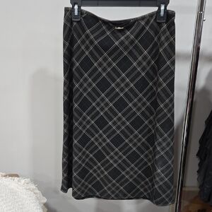 The Limited Black and Gray Plaid A-Line Skirt